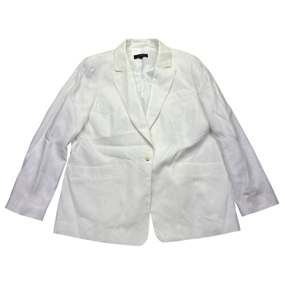Talbots‎ Womens White 100% Linen One Button Blazer Jacket Size 18 VN1953-10/22